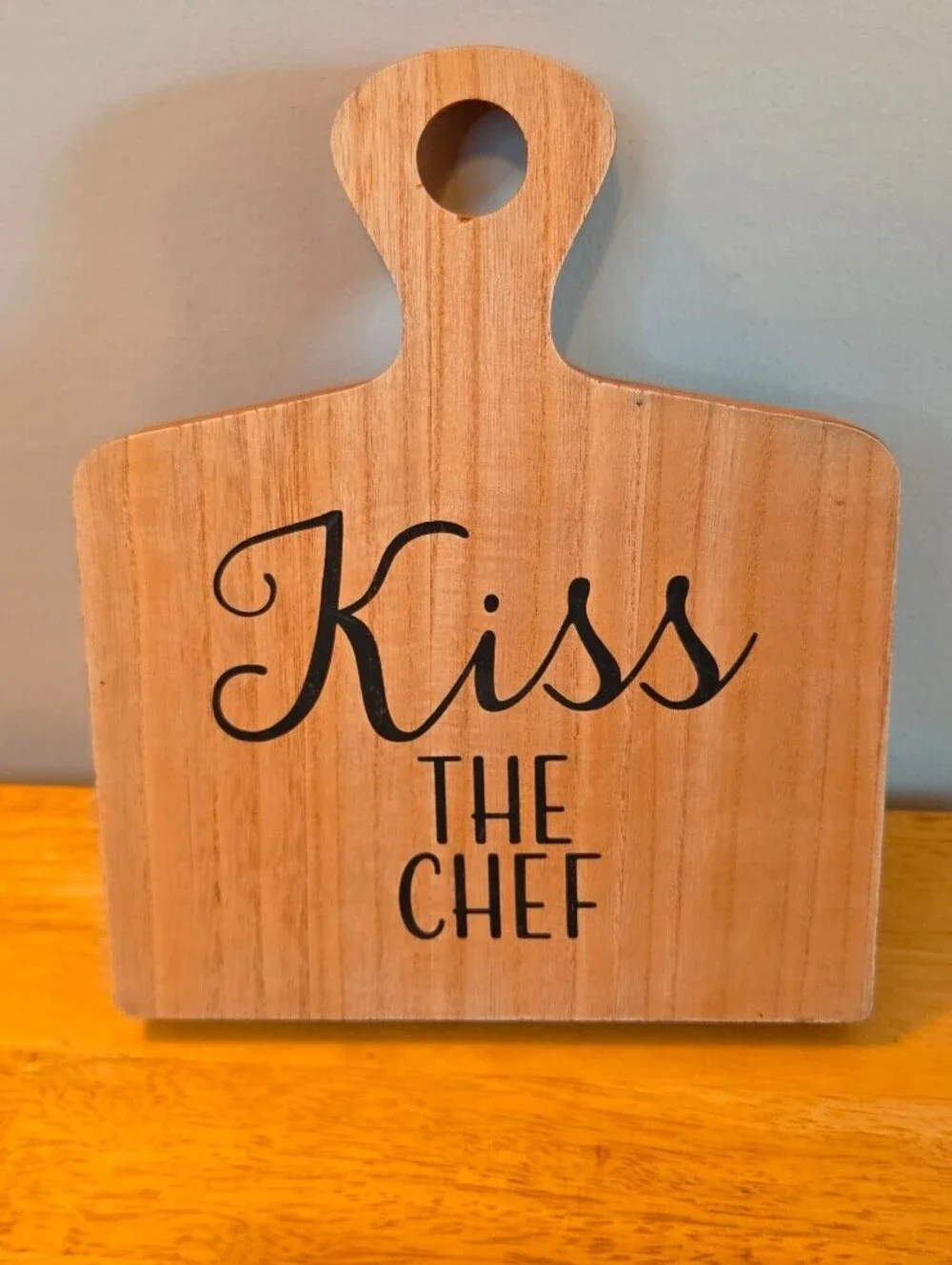 Farmhouse Decorative Cutting Board with 'Kiss The Chef' Print
